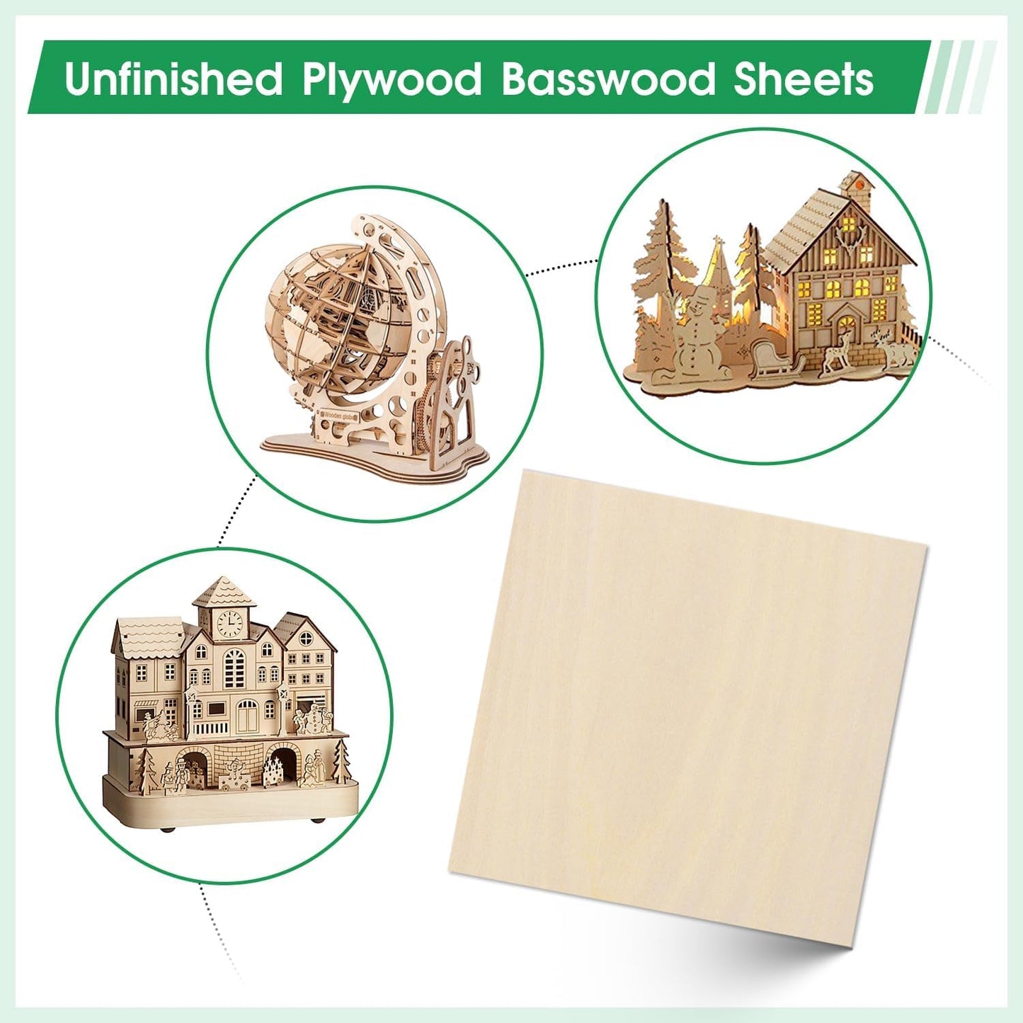 12 Pack Basswood Sheets 12"×12"×5/16" Unfinished Plywood Sheet Smooth Thin Wood Boards for Laser Cutting Wood Carving Burning DIY Crafts