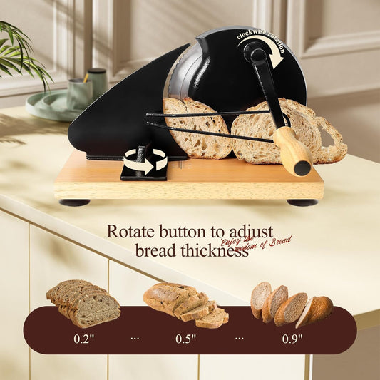 Manual Bread Slicer for Homemade Bread,Even Slicing Thickness-Adjustable Slices,Sourdough Slicer with Scale Lines&SuperStrong SuctionCup Fixation (Cream-Guide)