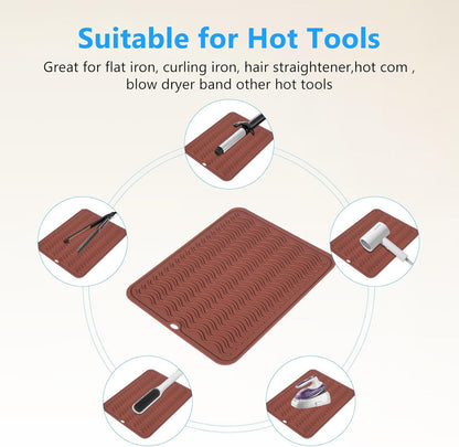 Heat Resistant Mat Oversize Curling Iron Mat Silicone Hot Hair Tools Mat for Hair Straightener,Flat Irons,Hair Styling Tools Countertop protection Portable Travel Mat 14.2" x 11"