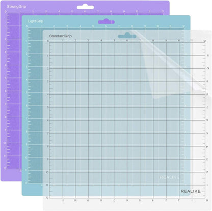 REALIKE 12x12 Lightgrip Cutting Mat Compatible with Cricut Maker 3/Maker 4/Maker/Explore 3/4/Air 2/Air/One(3 Mats), Gridded Adhesive Non-Slip Cut Mat for Crafts, Quilting, Sewing and All Arts