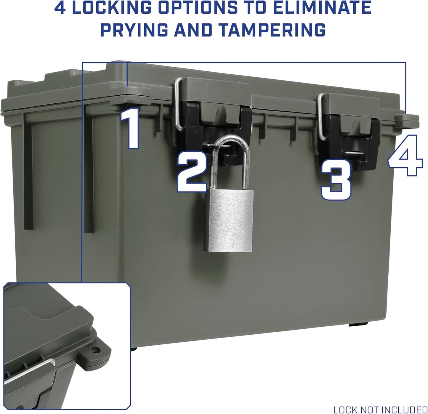 Sheffield 12629 Ammo Storage Box, Mothers Day Gifts for Mom,.30 Cal Field Boxes, Lockable Storage Box with Handle, Secures Hunting Gear, Supplies, and Bullets, Made in USA