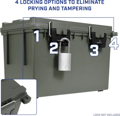 Sheffield 12629 Ammo Storage Box, Mothers Day Gifts for Mom,.30 Cal Field Boxes, Lockable Storage Box with Handle, Secures Hunting Gear, Supplies, and Bullets, Made in USA