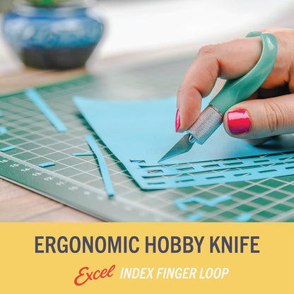 Excel Blades K71 Fingertip Craft Knife – 7-Inch Ergonomic Hobby Knife with Finger Loop – Precision Cutting Tool for Paper, Vinyl, Foam, and Stencils – Includes #11 Blade and Safety Cap – Teal Green