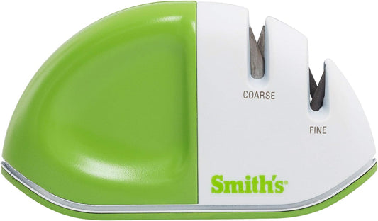Smith's 51003 Diamond Edge Grip™ MAX 2-Stage Sharpener – White - Compact - Non-Slip Base - Patented V Grip – Sharpen Knives & Scissors - Diamond & Ceramic Sharpeners