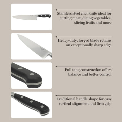 Martha Stewart Carverton 10" Hollow Edge Slicer Knife, High Carbon Stainless Steel Kitchen Knives w/Black Triple Riveted Handle