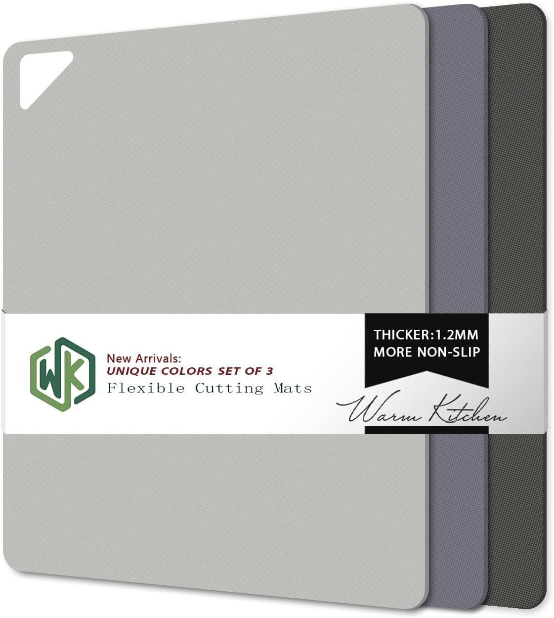 WK Flexible Plastic Cutting Boards Mats for Kitchen, Flexible Non Slip Cutting Mat, Thin Cutting Sheets, BPA Free, Dishwasher Safe, Multi Sizes