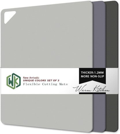 WK Flexible Plastic Cutting Boards Mats for Kitchen, Flexible Non Slip Cutting Mat, Thin Cutting Sheets, BPA Free, Dishwasher Safe, Multi Sizes