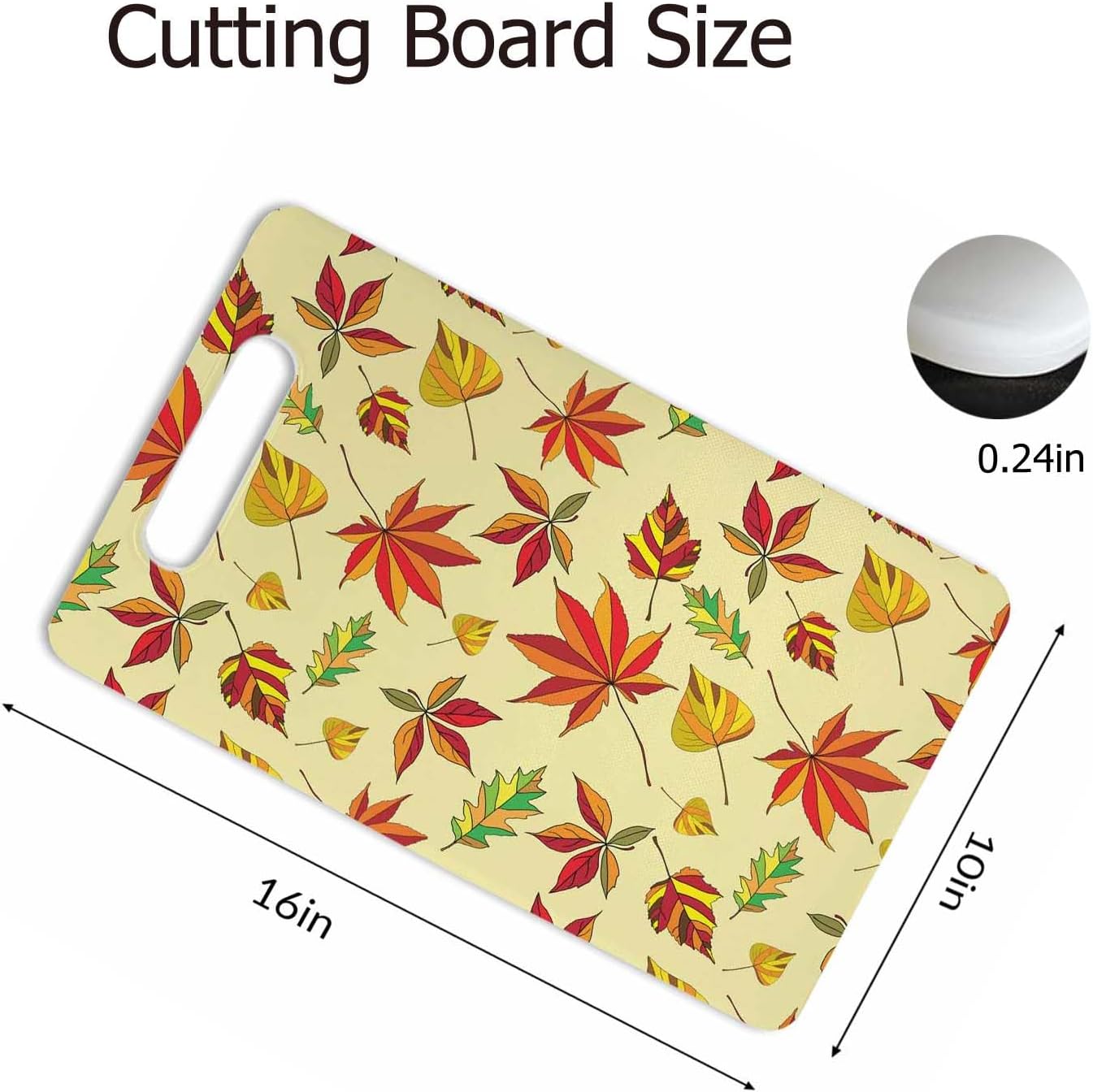 Coffee Set Cutting Board with Handles Coffee Maker Muffin Cup Flower Hot Drink Love Cutting Boards Plastic Safe Chopping Board for Kitchen 16" x 10" x 0.24"