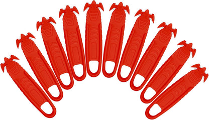 T TOVIA Safety Box Cutter Knife of Recessed Concealed Stainless Steel Blade, 10-Pack Package Opener Plastic Cutter for Box, Carton, Shrink Wrap, Plastic Straps, 5 Color