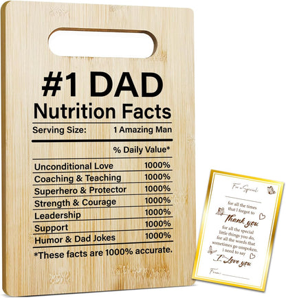 Best Dad Ever Bamboo Cutting Board, Grilling Gift For Men, Funny Charcuterie Boards for Home Kitchen Decor, Father's Day Birthday Gifts for Dad from Daughter Son -047