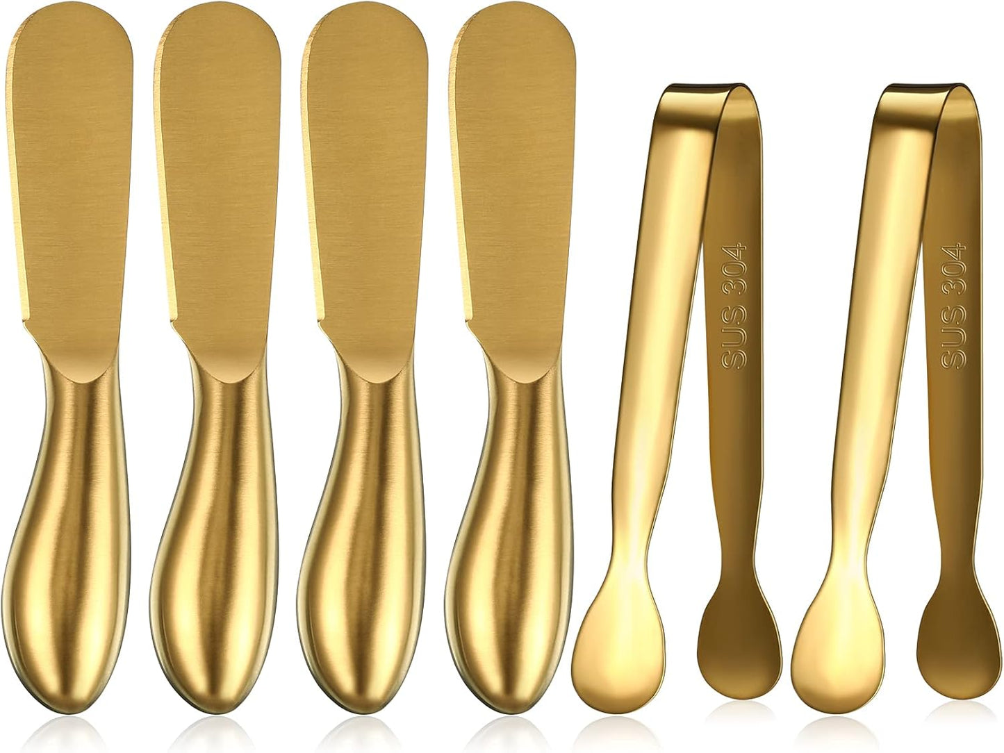 6 Pieces Cheese Knife Spreader Serving Tongs Set Stainless Steel Butter Cheese Spreader Mini Food Tongs Cheese Knife Spreaders with Handles Metal Salad Tongs Multipurpose Jam Condiment Cheese Spreader