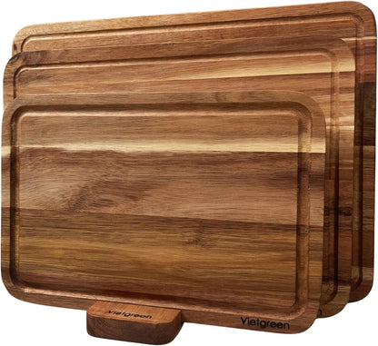 Teak Cutting Board - End Grain Butcher Block, 20 x 14 x 1.5 Inch Large Wood Board with Juice Groove & Side Handles, Extra Thick Carving Board for Meat Prep, BBQ & Charcuterie