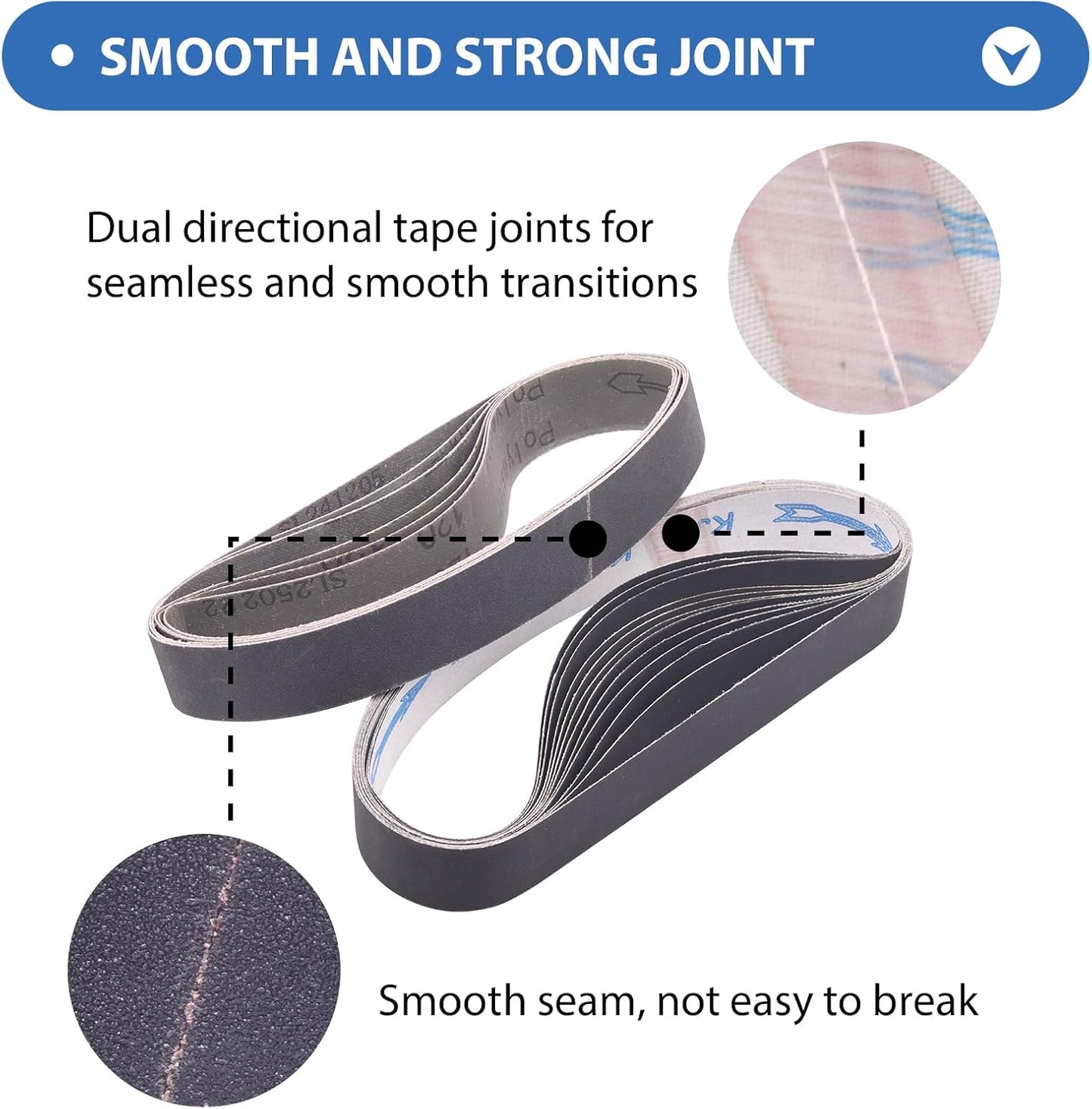 1x30 Inch Silicon Carbide Sanding Belts, 4 PCS Each of 80,120, 240, 400, 800,1000 Grits Knife Sharpening Belt Kits for 1 x 30 Inch Belt Sander, 24 Pack
