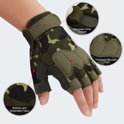 FIORETTO Fingerless Workout & Exercise Gloves for Gym, Weight Lifting, Airsoft, Shooting, Hunting, Hiking, Cycling, Driving, Motorcycle, Climbing M210603