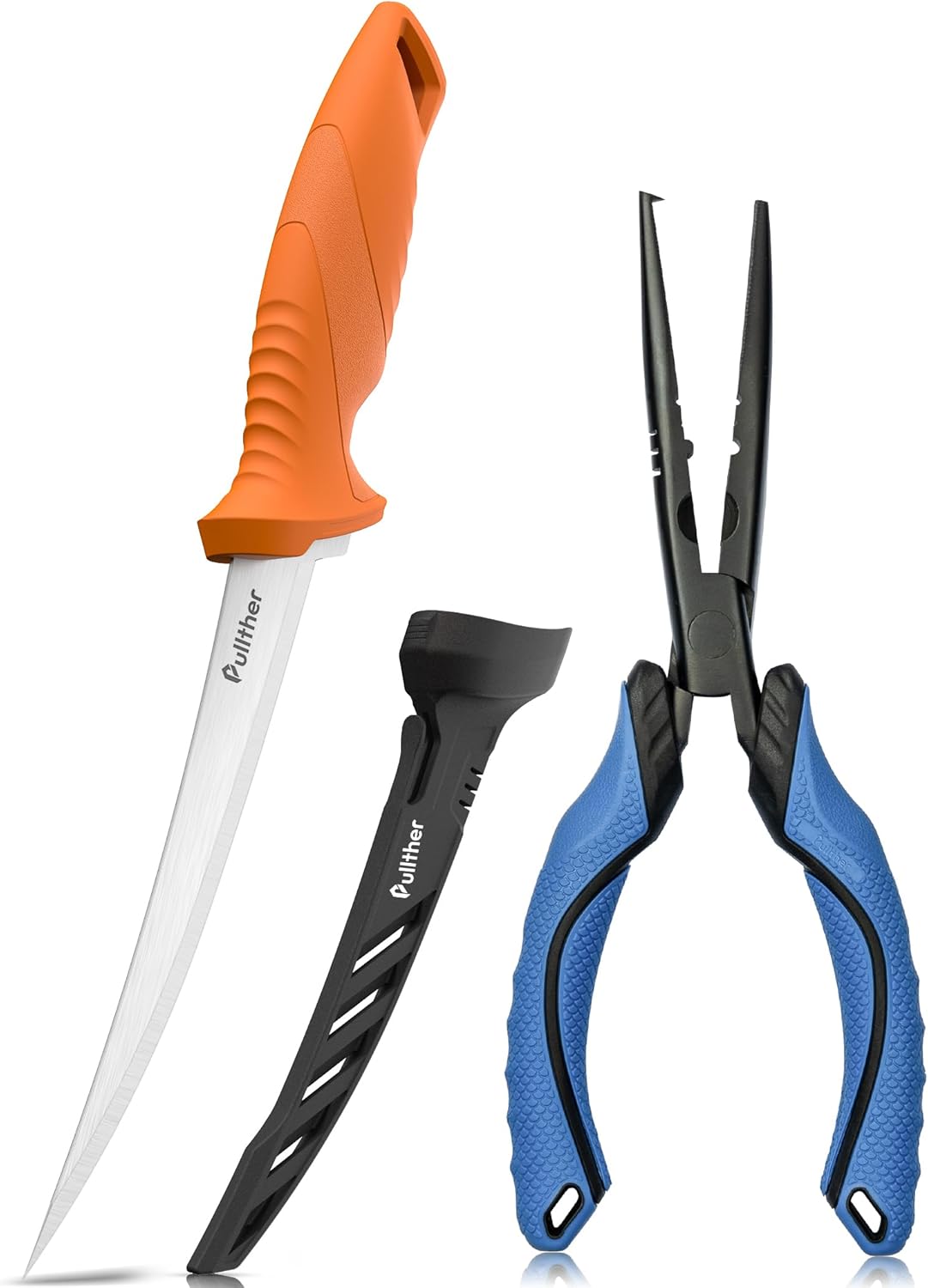 2PC Fishing Tool Kit - 7" Fillet Knife,Fishing Pliers,Multitool Hook Remover Fishing Pliers,Fishing Gear for Saltwater