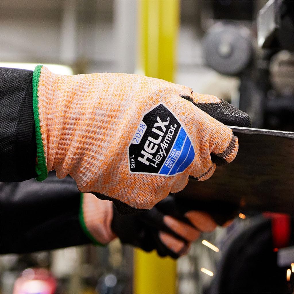HexArmor Cut-Resistant Impact Protection Polyurethane Palm Knit Work Gloves | Helix® Core 3012