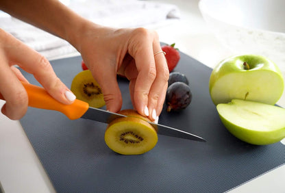 Dexas Heavy Duty Cutting Board Grippmat, Flexible Cutting Boards for Kitchen, Set of 4, Non Slip Plastic Board Cutting Mat Small Size 5.5 x 8, Blue, Green, Yellow, Red Set, Kitchen Gadgets