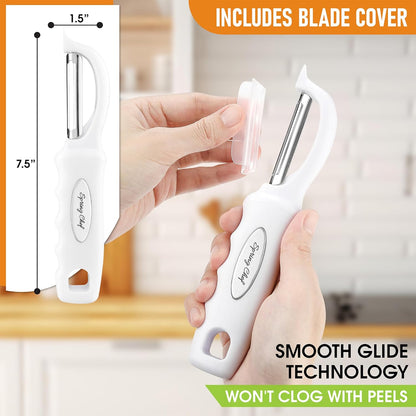 Spring Chef Premium Swivel Vegetable Peeler, Soft Grip Handle and Ultra Sharp Stainless Steel Blades - Perfect Kitchen Peeler For Veggie, Fruit, Potato, Carrot, Apple - Black