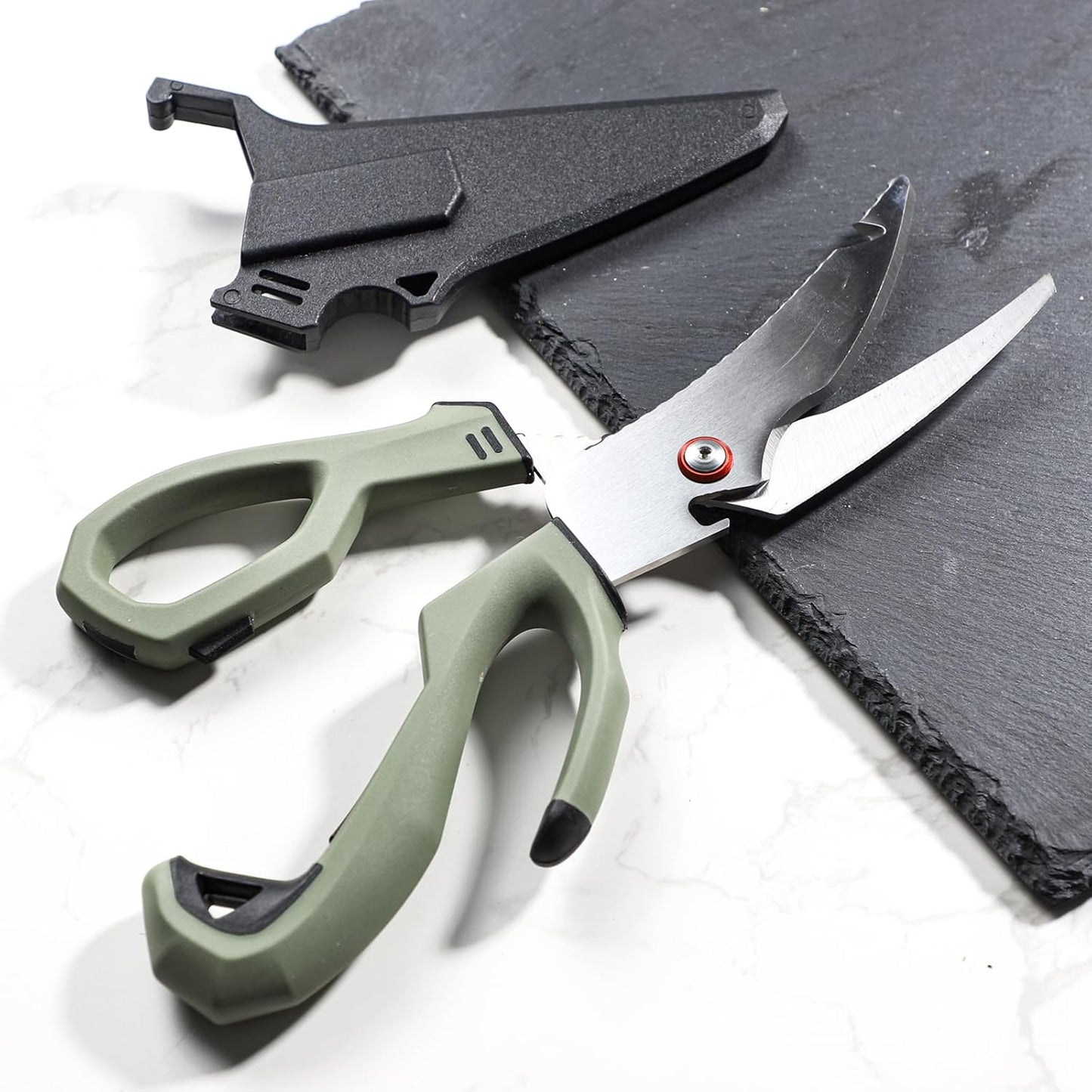 10" Stainless Steel Fishing Scissors Fishing Shears with Fin Clipper and Fish Scaler kitchen Scissors All Purpose for Chicken Fish Turkeys Food