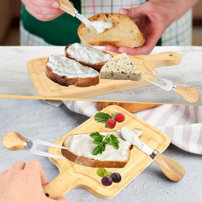 1 Set Baby Shower Prize for Game Winners Adults, Bridal Shower Prize for Guests, Small Cheese Board Gift Set with Wood Mini Charcuterie Board, Knives, Forks, Thank You Card & Gift Box
