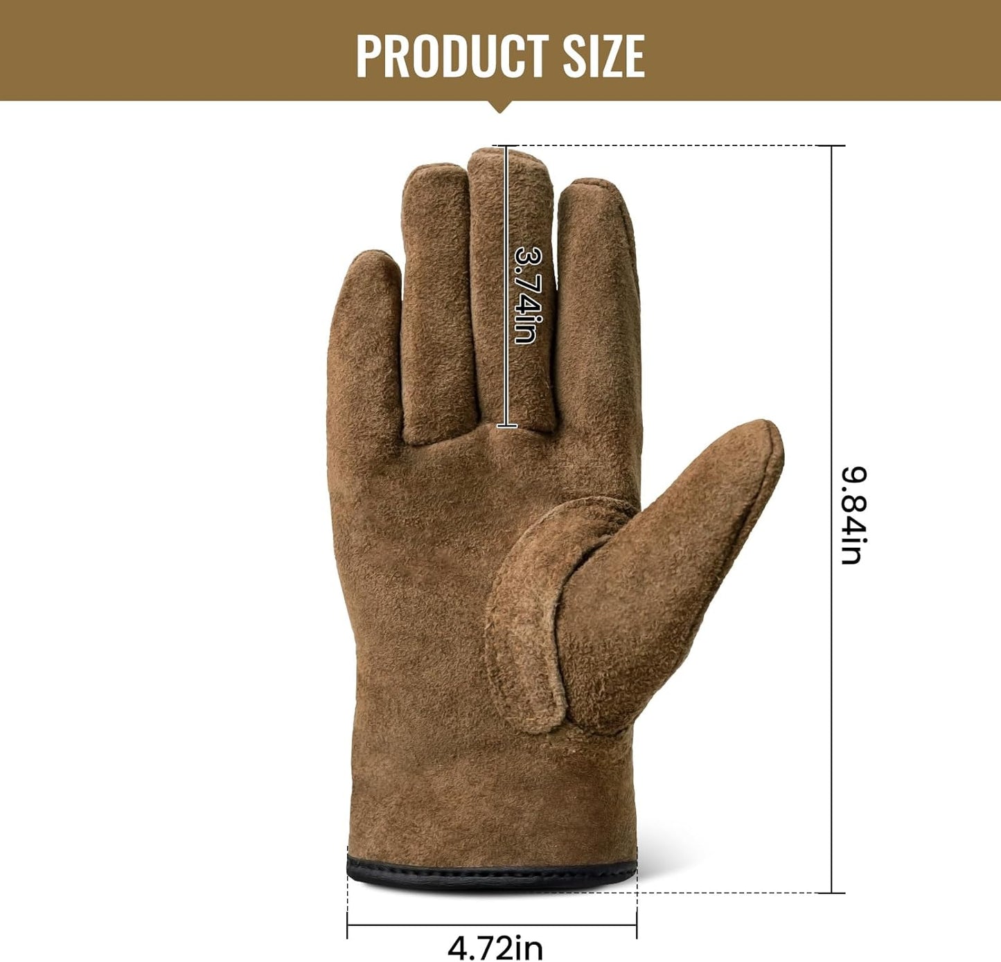 ONETIGRIS Welding Gloves,Fireproof Leather Work Gloves for Men/Women - Forge, BBQ, Camping, Wood Stove,Heat-Resistant Cowhide, Comfort Lined