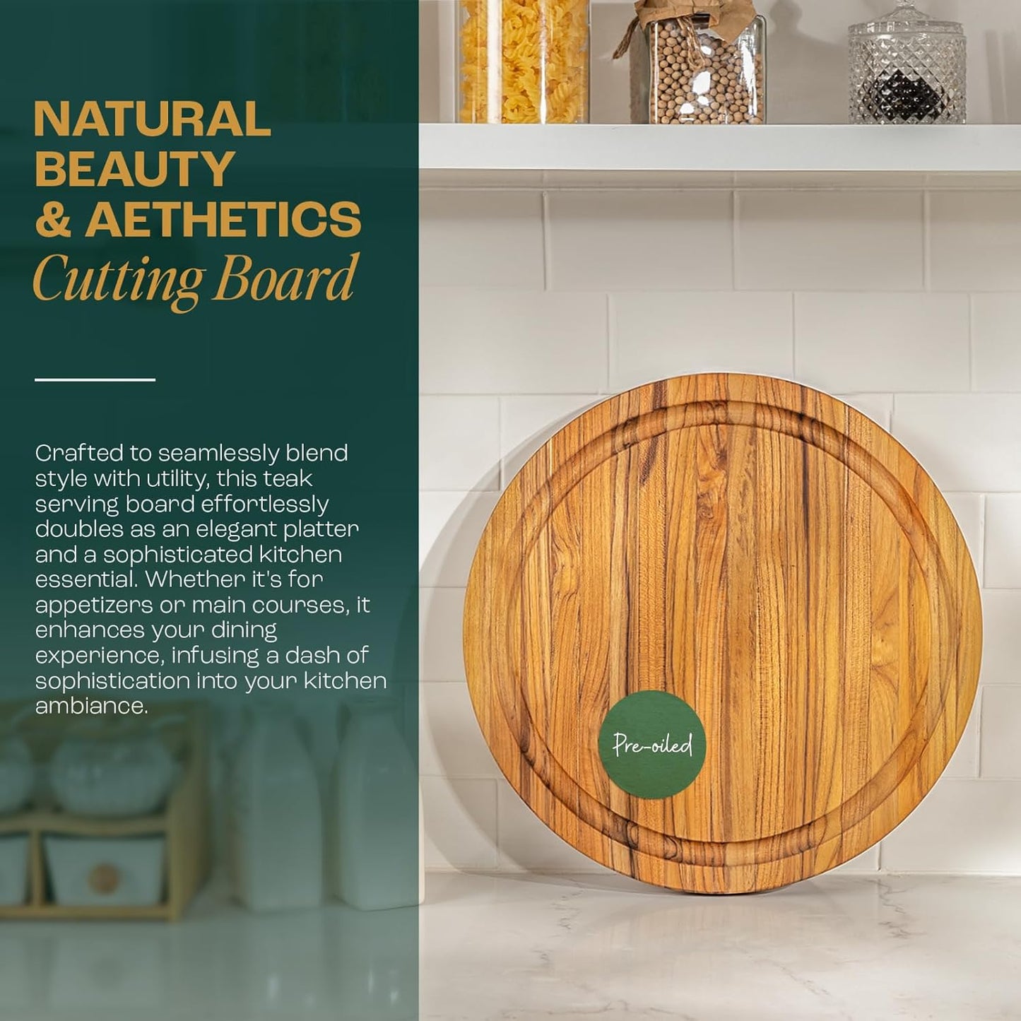 Yes4All Durable Acacia Cutting Boards for Kitchen, [17''Lx13''Wx1.5” Thick] Medium Edge Grain Cutting Board, Pre Oiled Wood Cutting Boards, Thick Chopping Board w/Juice Grooves and Easy Grip Handle