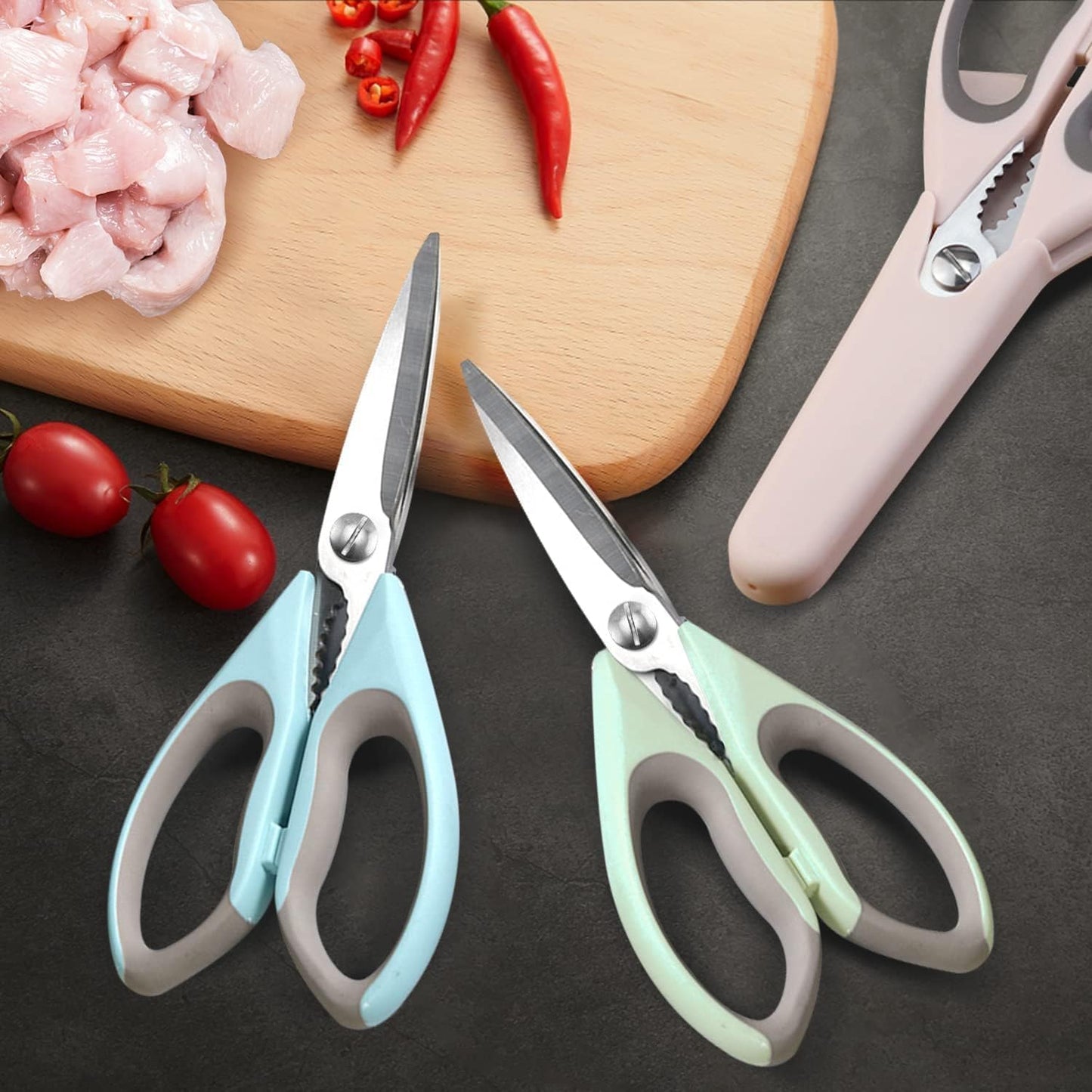 Kitchen Scissors All Purpose Heavy Duty, Kitchen Utensils Set, Stainless Steel Cooking Utensils Gadgets Meat Poultry Food Shears Dishwasher Safe Utility Tools Home (Orange, black and gray)