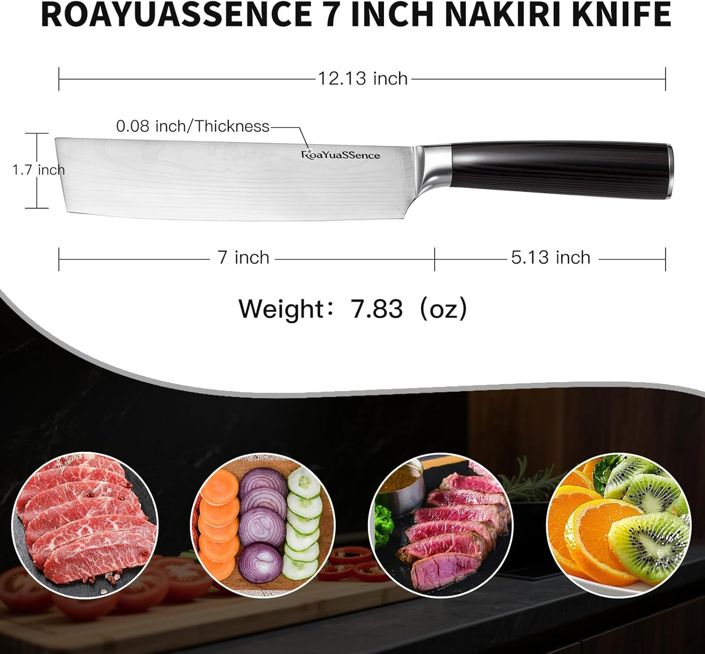 Premium 7" Nakiri Vegetable Knife - Razor Sharp High-carbon Stainless Steel, Ergonomic Wood Handle - Japanese Style Chopper for Precision Slicing, Gift Box Included