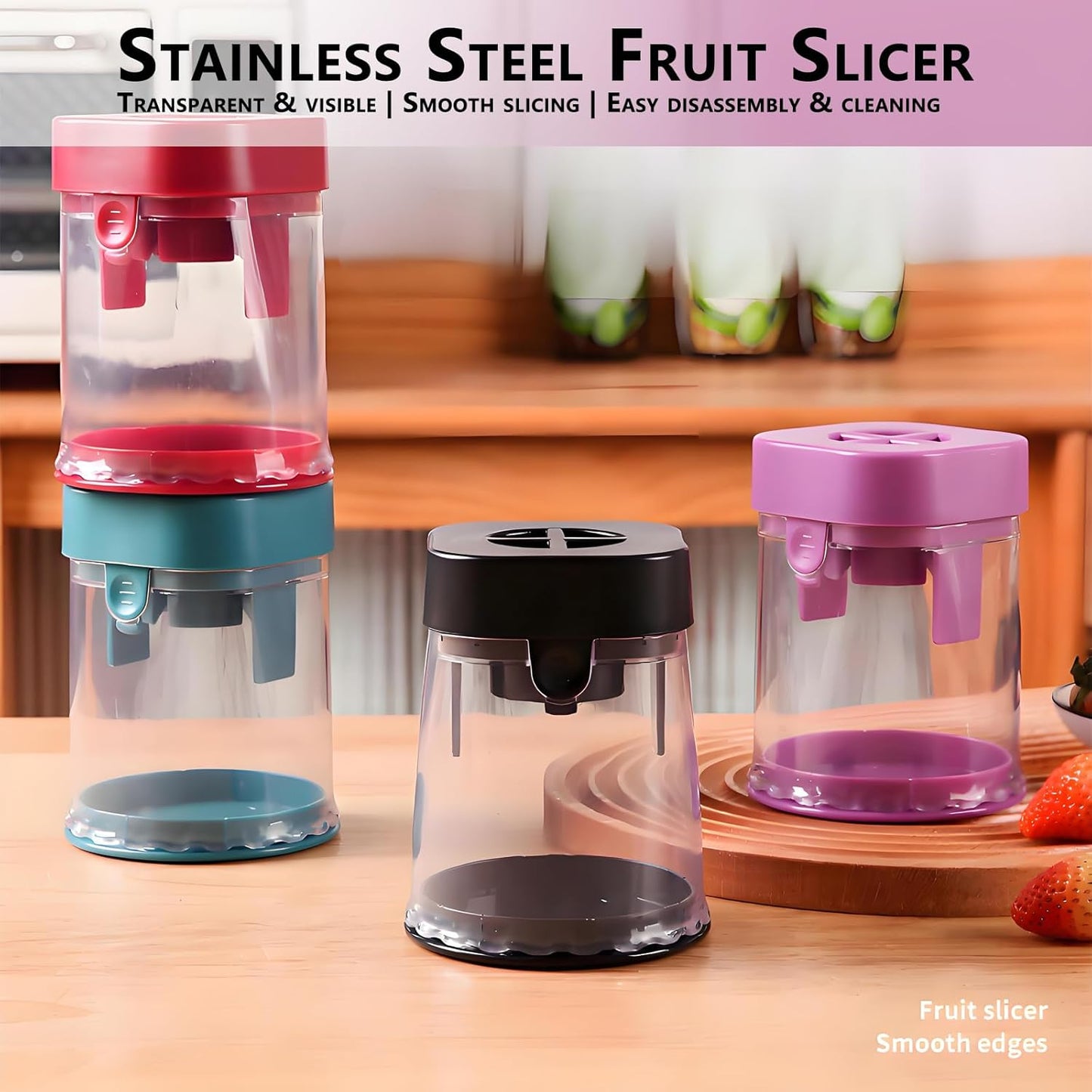 New Grape Cutter for Toddlers, Cutter Quarter Slicer Tool Into 4 Pieces for Slicing Grapes, Strawberries, Cherry, Tomatoes (Pink)