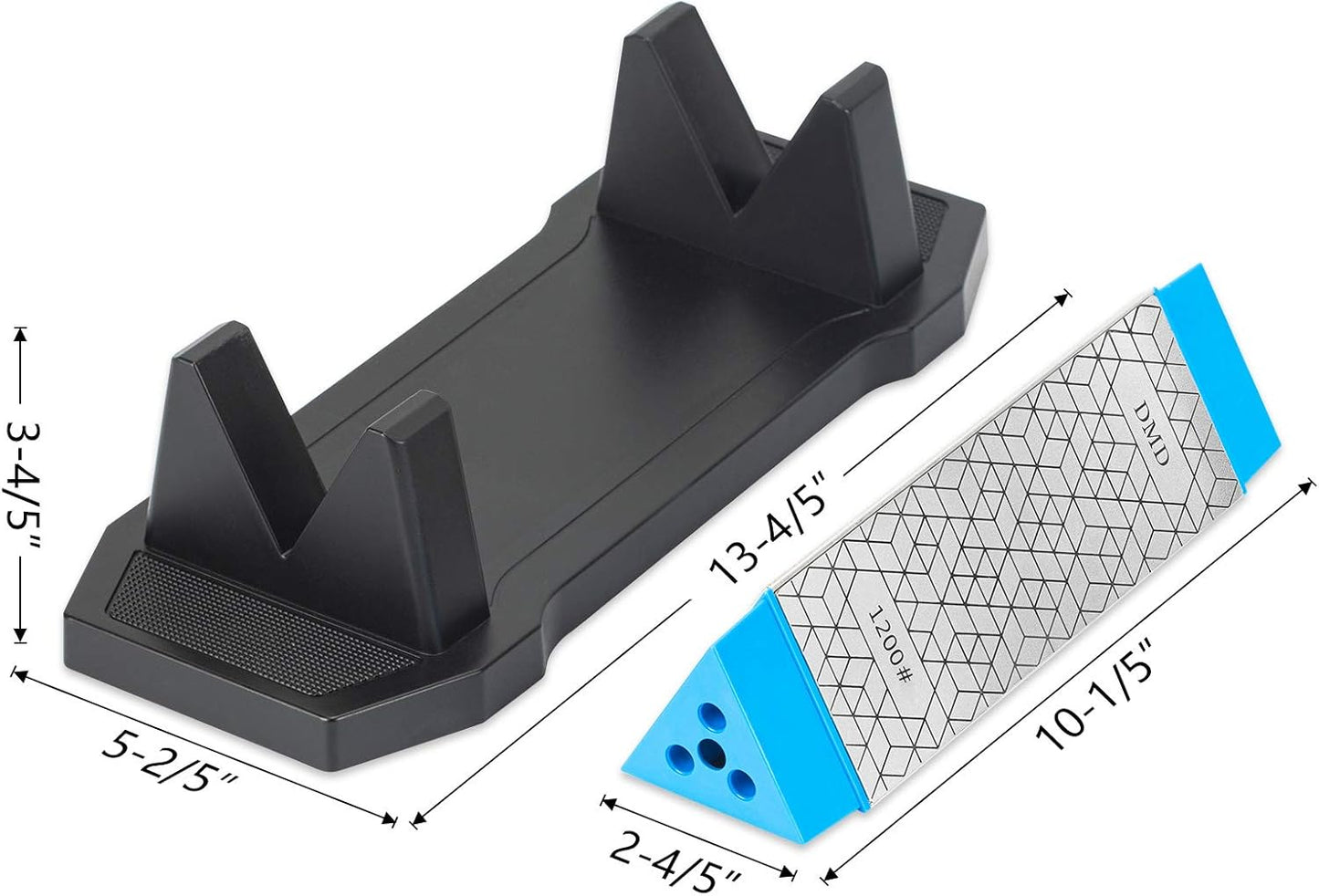 DMD Diamond Whetstone Knife Sharpener, 3-Sided Grit Coarse 150 | Medium 325 | Extra Fine 1200, Multi-Use Diamond Plate Honing Stone, Professional Sharpening Tool for Kitchen, Outdoor & Workshop