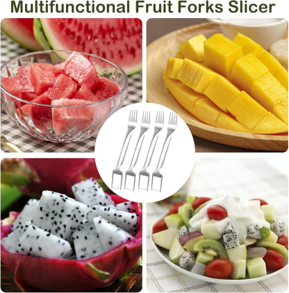 2Pcs Watermelon Fork Slicer Cutter, Stainless Steel 2-in-1 Watermelon Fork Slicer, Portable Watermelon Fork Watermelon Cutter Slicer Tool Fruit Forks Slicer for Home Party Camping Kitchen Gadget