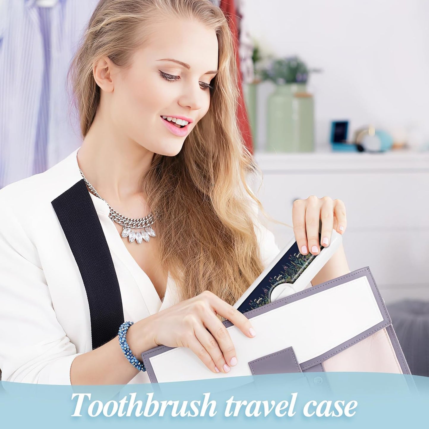 Toothbrush Travel Case - Colorful Pattern, Holder and Covers for Toothbrushes, Includes Tongue Scraper Case