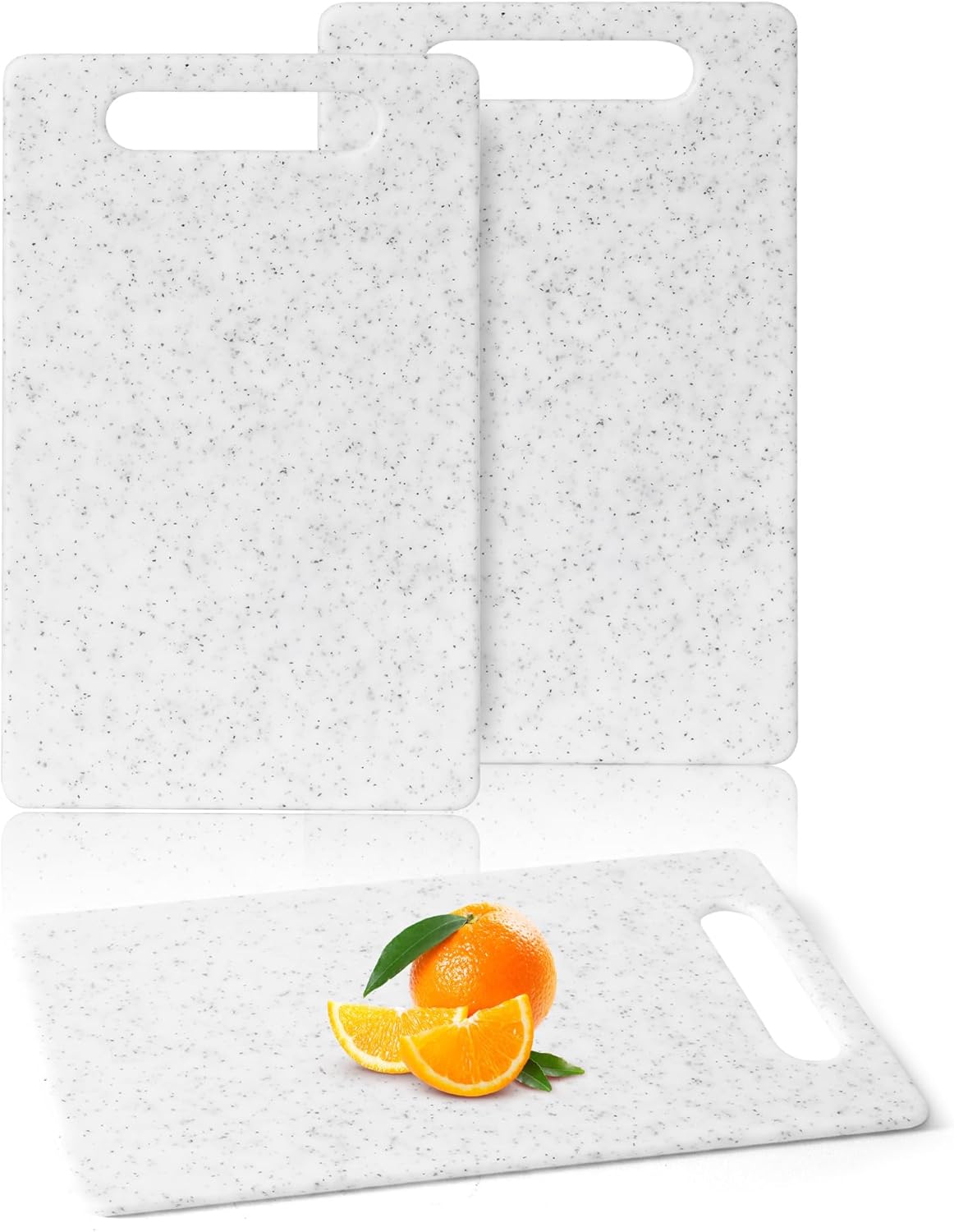 2 Pcs Cutting Board for Kitchen Small Mini Plastic Granite Color Cutting Board Dishwasher Safe Cutting Boards for Food Prep, Fruits, Vegetables with Easy Grip (6" x 10",White)