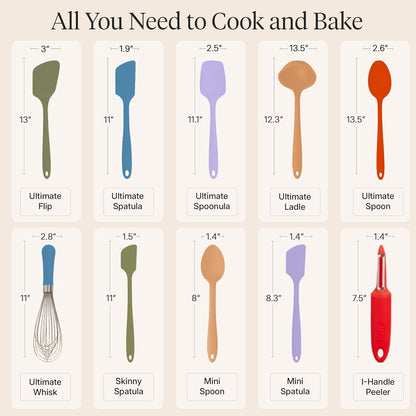 GIR: Get It Right 5 Piece Silicone Ultimate Kitchen Utensils Set - Ladle, Spatula, Flip, Spoon & Spoonula - Non-Toxic Cooking Utensils for Nonstick Cookware, Cooking and Baking - Red