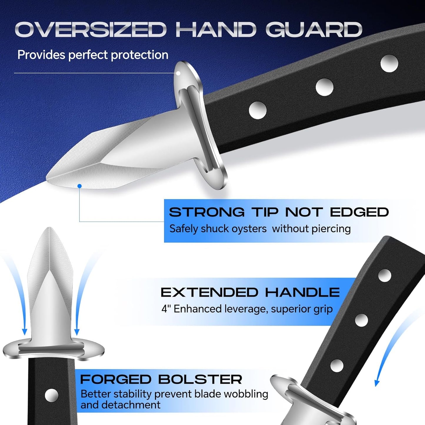 Oyster Shucking Knife+2PCS A5 Cut-Resistant Gloves,Heavy Duty Oyster Knife,Stainless Steel Oyster Shucker Tool,Oyster Opener Tool, Oyster Shucking Kit