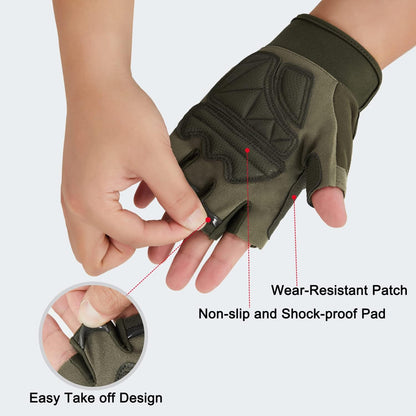 FIORETTO Fingerless Workout & Exercise Gloves for Gym, Weight Lifting, Airsoft, Shooting, Hunting, Hiking, Cycling, Driving, Motorcycle, Climbing M210603