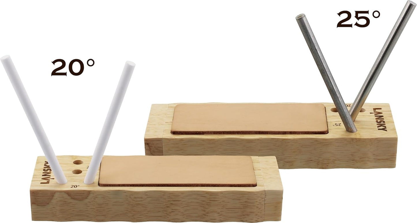 Lansky Diamond/Ceramic 4 Rod TurnBox Crock Stick® Knife Sharpener with Leather Strop, 20° & 25° Angles