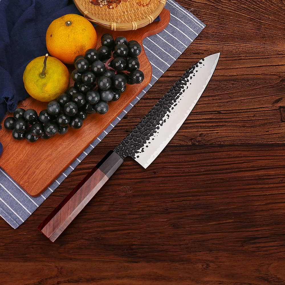 WILDMOK 8 Inch Chef Knife 3 Schichten 9CR18MOV CLAD STAEL, geschmiedetes Gyuto -Chef Knife mit achteckigem Griff