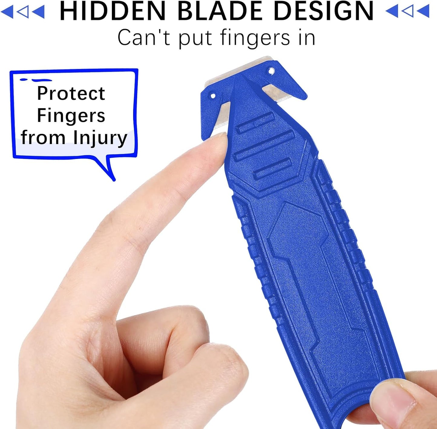 Therwen 30 Pcs Safety Box Cutter Knife of Stainless Steel Concealed Blade Package Opener with Tape Splitter for Carton Cardboard Wrap Letter Work Bag Straps Film Utility Tool (Black)