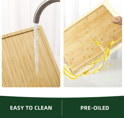 30 x 20 Inch Extra Large Wood Stove Top Cover Chopping Board, Bamboo Kitchen Cutting Board for BBQ, Turkey Carving Board, Large Charcuterie Boards for Party, Over the Sink Cutting Board