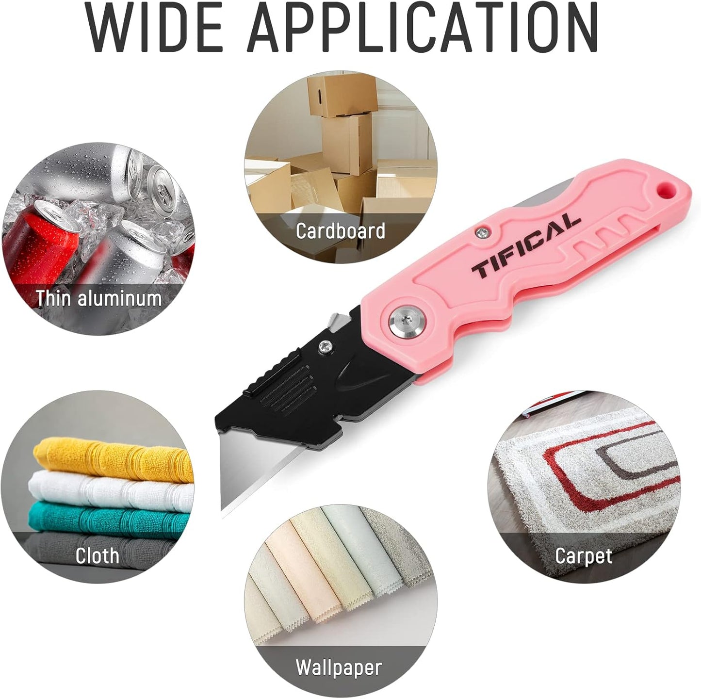 4 Pack Box Cutter Folding Utility Knife, Extra 10 Blades Included, Quick Change Blades, Lock-Back Design, Box Cutters for Carton, Cardboard, Boxes, Razor Knife Box Opener