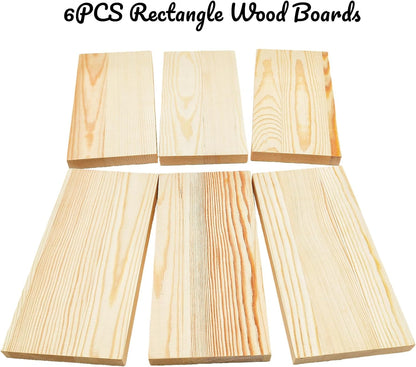 4PCS Rectangle Wood Boards Unfinished Wood Blocks for Crafting, 8x6x1in Blank Whittling Wooden Blocks for Wood Carving,Painting & Burning