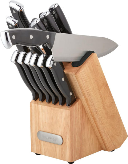 Farberware Edgekeeper Triple Riveted Knife Block Set with Built in Sharpener, 14-Piece, White
