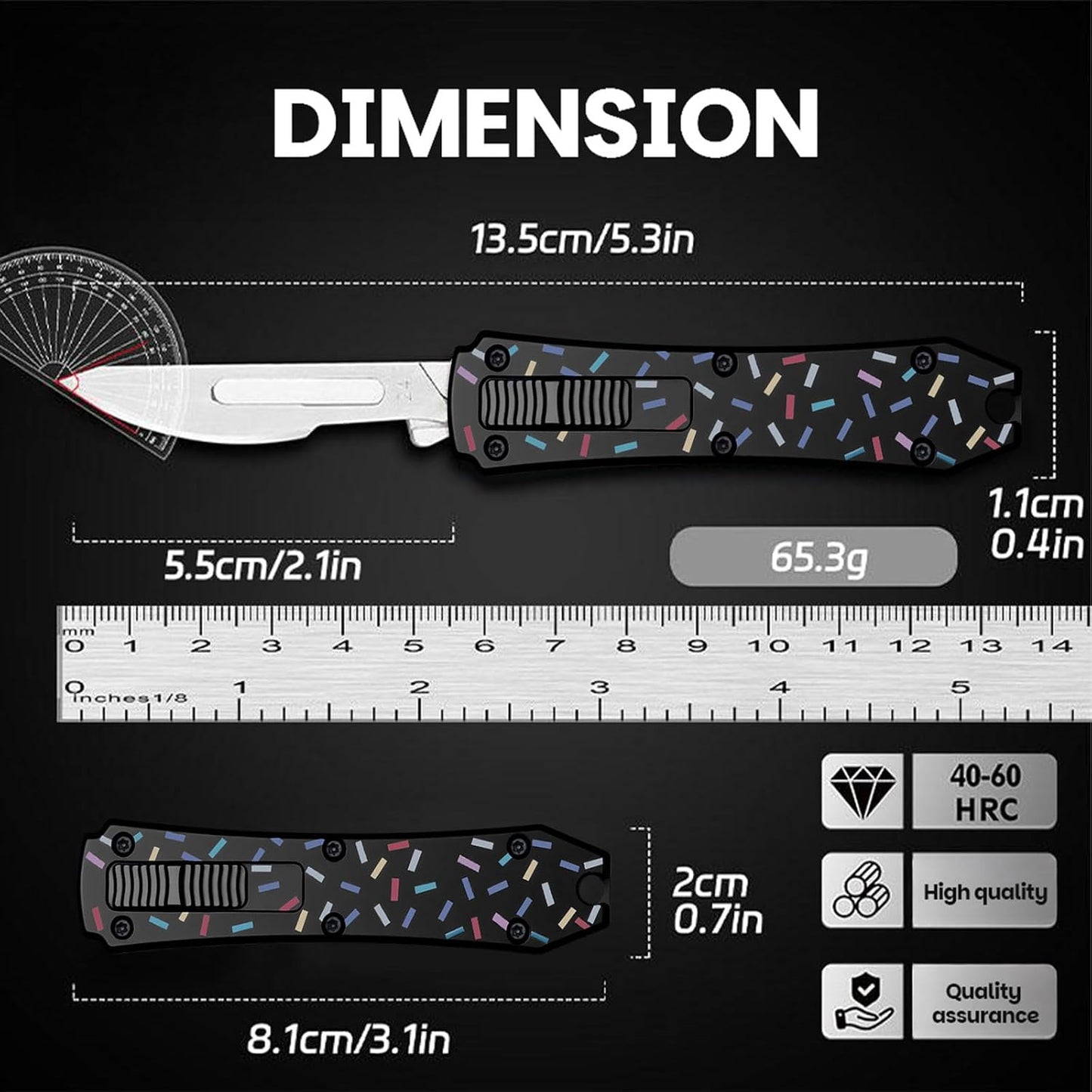 Automatic Utility Knife,All Metal Construction Carbon Stainless Steel Blade,Box Cutter Quick Change Retractable,EDC Push Button with Clip,10PCS #23 Blades Replacement,Stars&Stripes