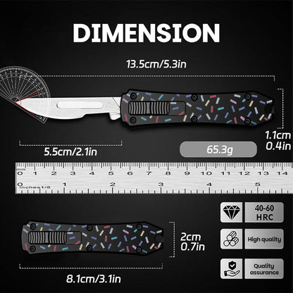 Automatic Utility Knife,All Metal Construction Carbon Stainless Steel Blade,Box Cutter Quick Change Retractable,EDC Push Button with Clip,10PCS #23 Blades Replacement,Stars&Stripes