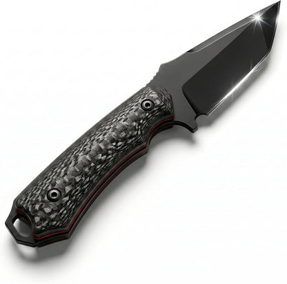 Compact Fixed Blade EDC Knife, D2 Steel Blade, Ultra Lightweight 3.6 oz, 3.5 in Full Tang Outdoor Utility Tool with Carbon Fiber Handle & Kydex Sheath for Camping Hiking Everyday Carry