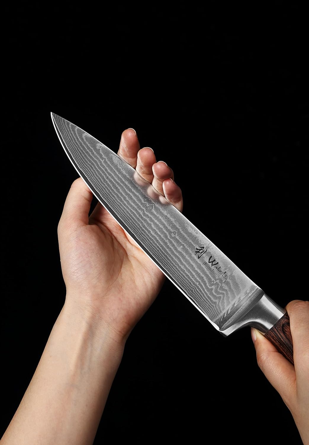 Wakoli EDIB Damascus Meat Knife – 7-Inch Japanese-Style Kitchen Knife for Meat, BBQ, and Roasts, 67-Layer Damascus Steel Blade with VG10 Core, Ergonomic Pakkawood Handle – Carving Knife in Gift Box