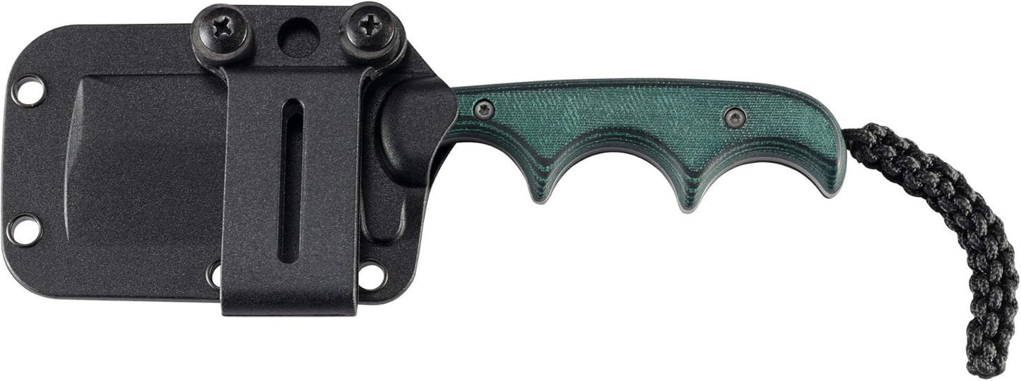 CRKT Minimalist Bowie Outdoor Survival Fixed Blade Knife with Sheath: Stainless Steel Plain Edge Blade, Micarta Handle, 2387