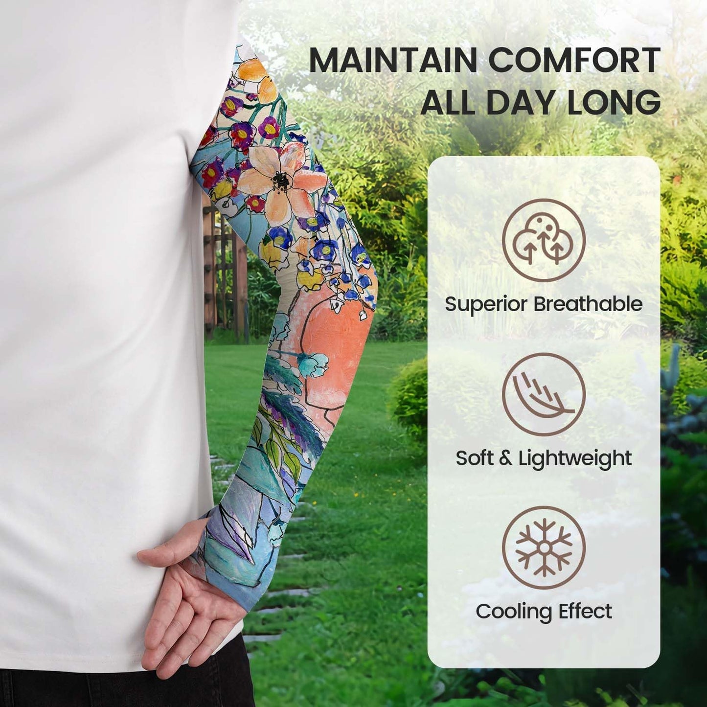 YPHCDO Gardening Sleeves Farm Sun Protection Arm Cooling Sleeves Thorn Proof Garden for Women Men with Thumb Hole