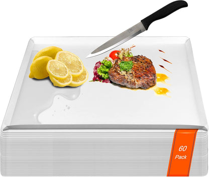 ZVP Disposable Cutting Boards 30 Count, Collapsible Cutting Board Sheet with Built-in Crease, Flexible Plastic Cutting Mat for Kitchen and Commercial Use, 17 x 12 In White